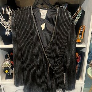 Black Beaded Wrap Dress